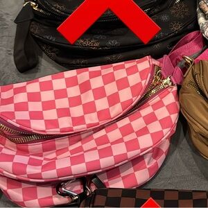 Pink checkered crossbody